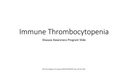 Immune Thrombocytopenia Disease Awareness Program Slide