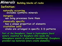 Minerals Minerals  naturally occurring