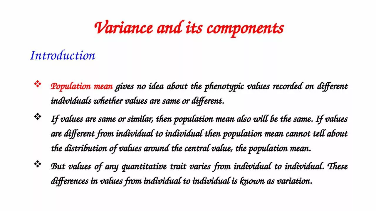 Variance and its components