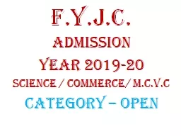 F.Y.J.C. ADMISSION  YEAR 2019-20