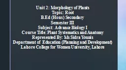 Unit  2: Morphology of Plants