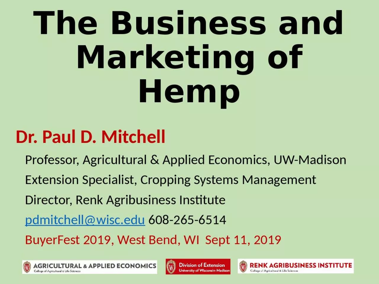 The Business and Marketing of Hemp