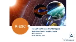 R-ESC The ESA SSA Space Weather Space Radiation Expert Service Centre