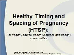 Healthy Timing and Spacing of Pregnancy (HTSP):