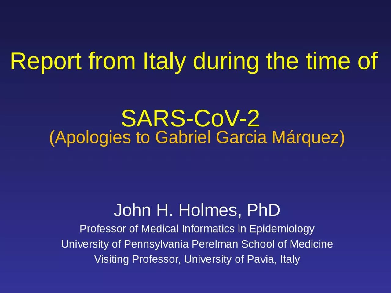 PPT-Report from Italy during the time of