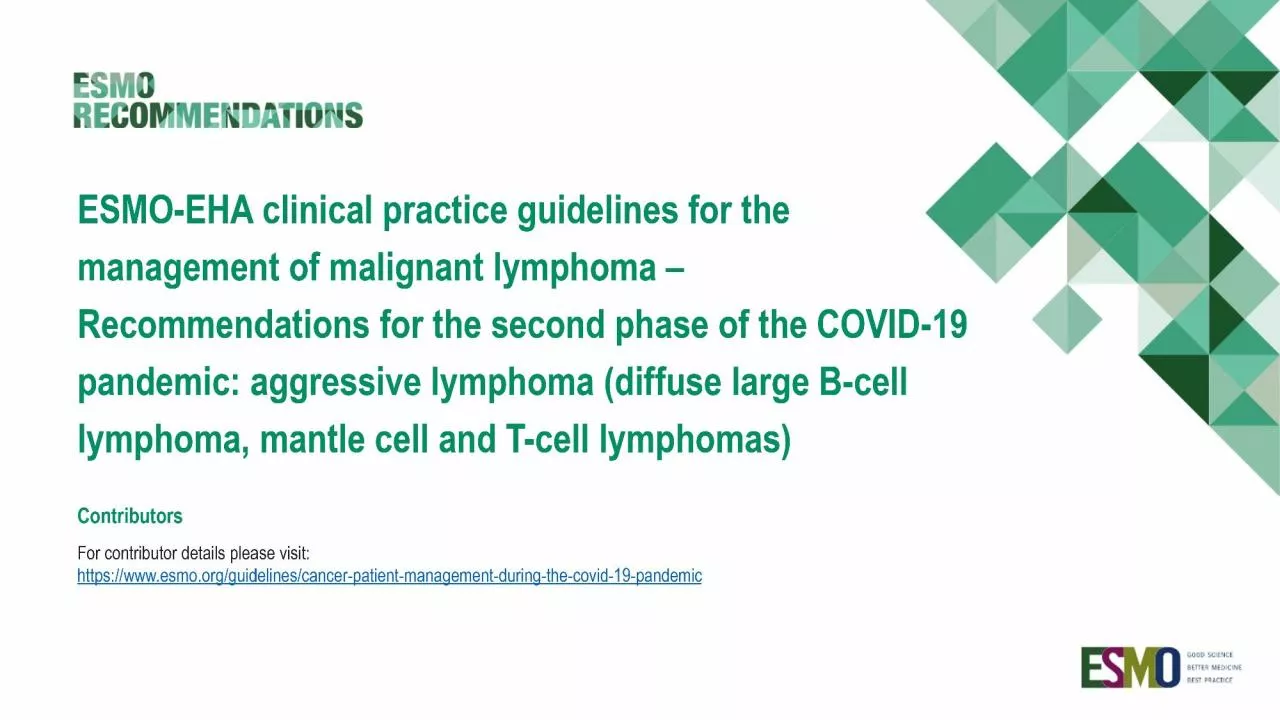 PPT-ESMO-Recommendations-Covid-19-DLBCL-MCL-ATCL-Slide-Set