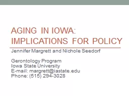 Aging in  Iowa: implications for policy