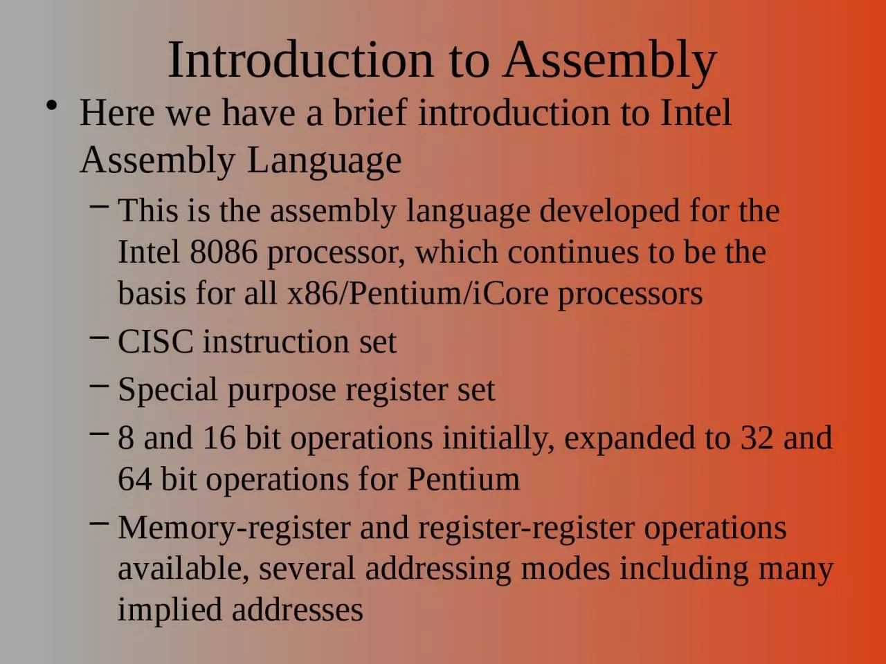 PPT-Introduction to Assembly