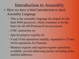 Introduction to Assembly