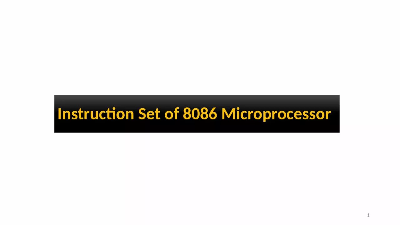 PPT-Instruction Set of 8086 Microprocessor