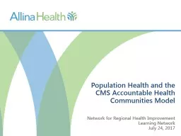 PPT-Population Health and the CMS Accountable Health Communities Model