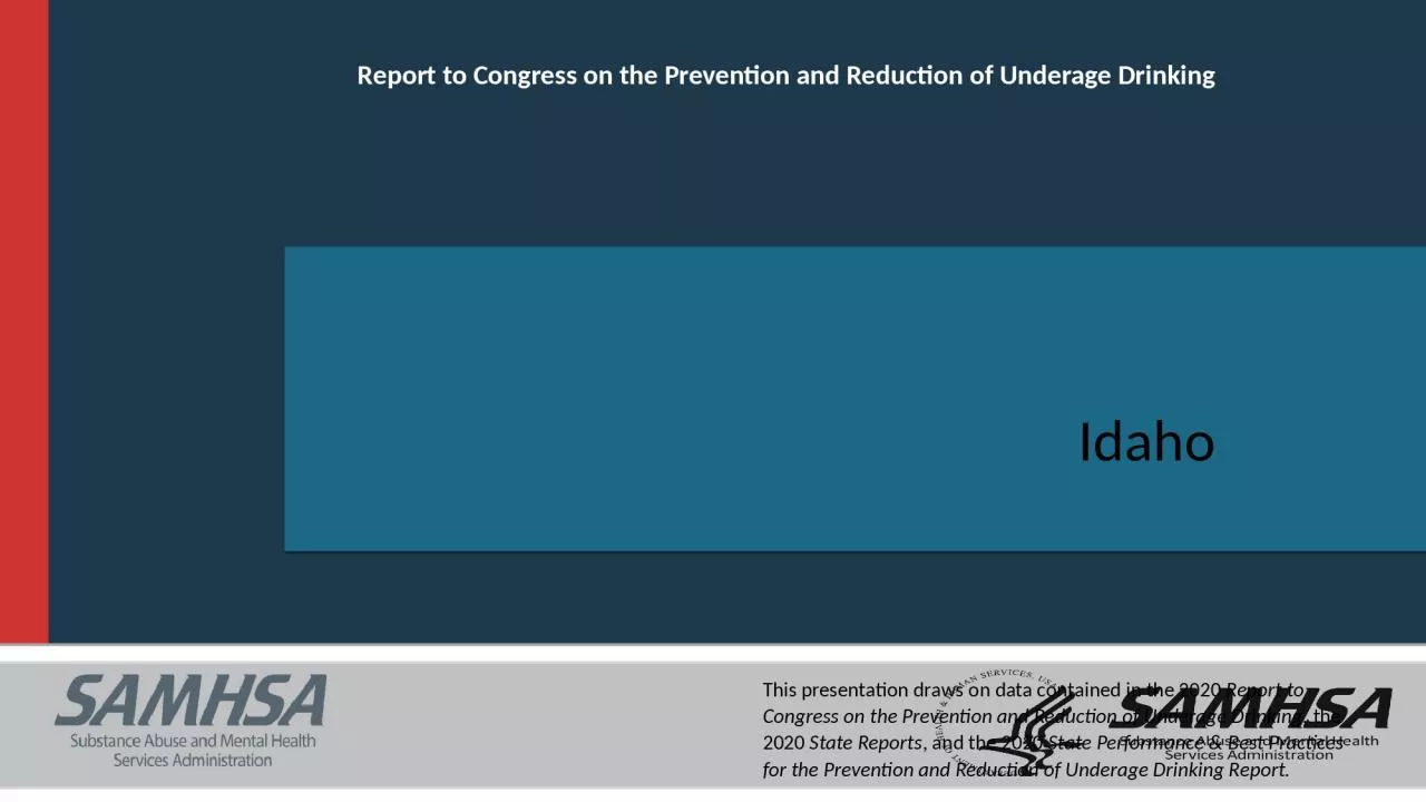 PPT-Report to Congress on the Prevention and Reduction of Underage Drinking