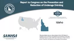 Report to Congress on the Prevention and Reduction of Underage Drinking