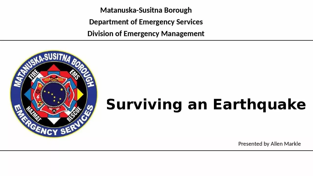 Surviving an Earthquake Matanuska-Susitna Borough