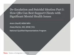 De-Escalation and Suicidal Ideation Part I