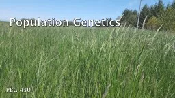 Population Genetics PBG 430