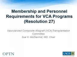 Membership  and Personnel Requirements for VCA