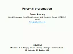 Personal  presentation Geeta Pandey