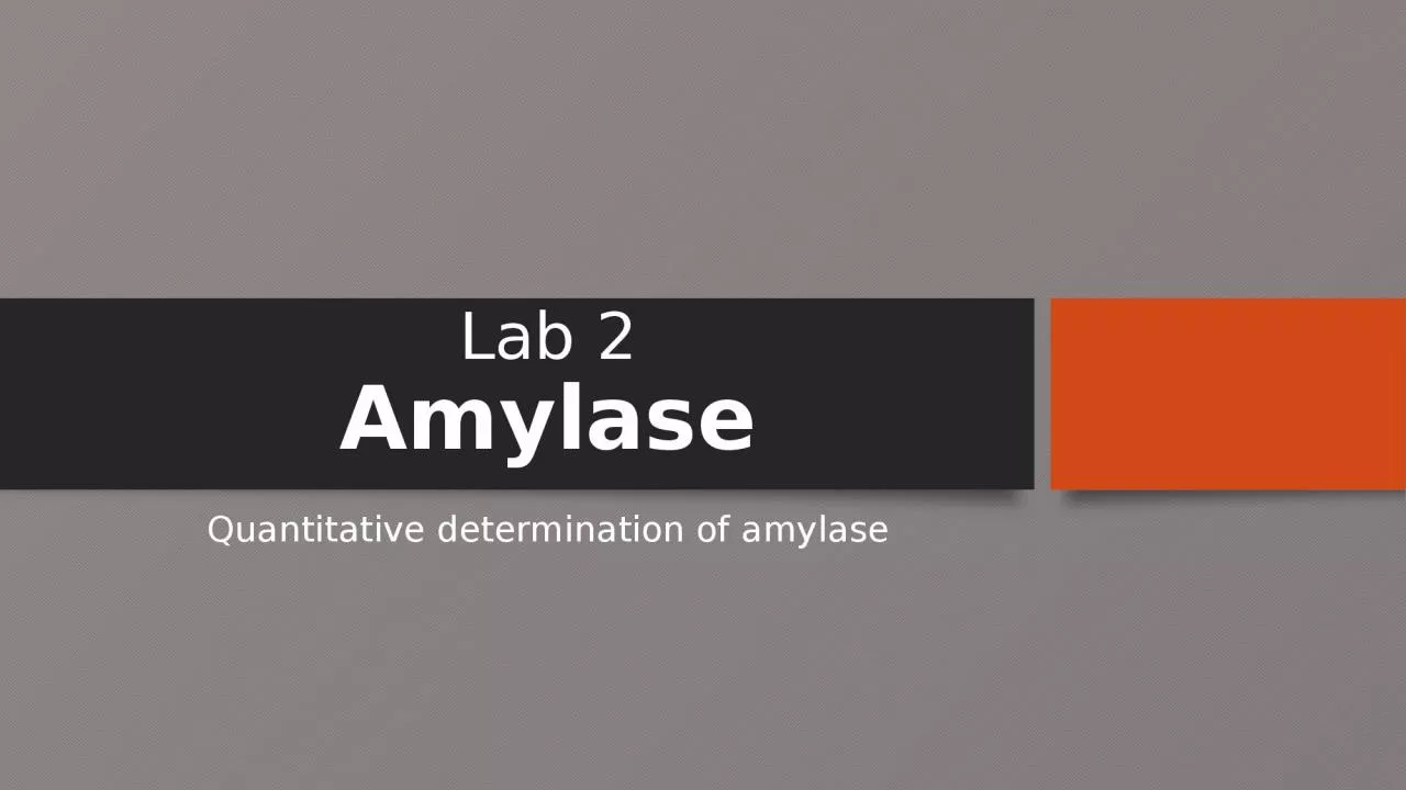 Lab  2 Amylase Quantitative determination of