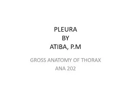 PLEURA BY ATIBA, P.M GROSS ANATOMY OF THORAX