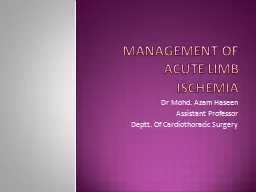 PPT-Management of Acute limb Ischemia