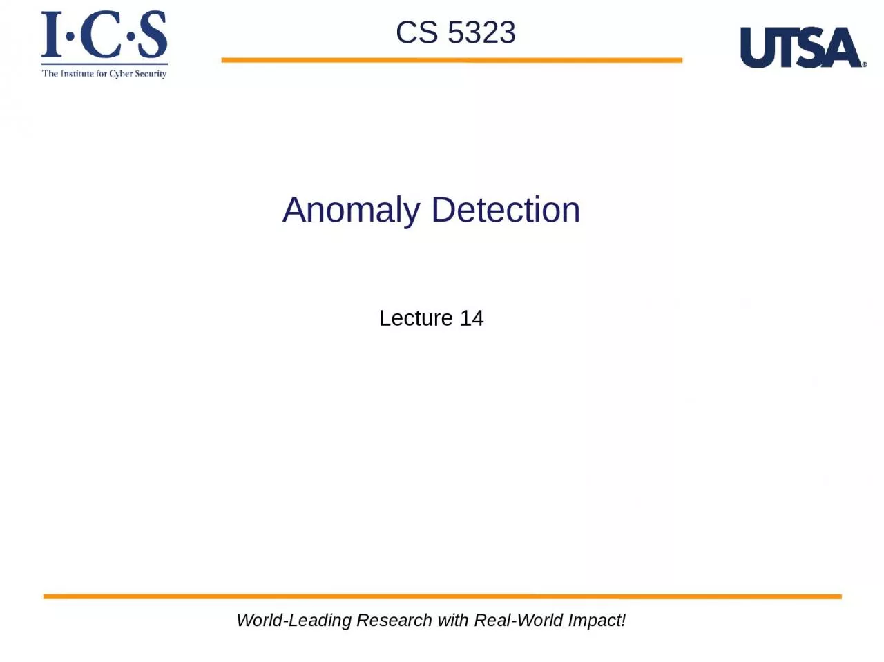 Anomaly Detection   Lecture