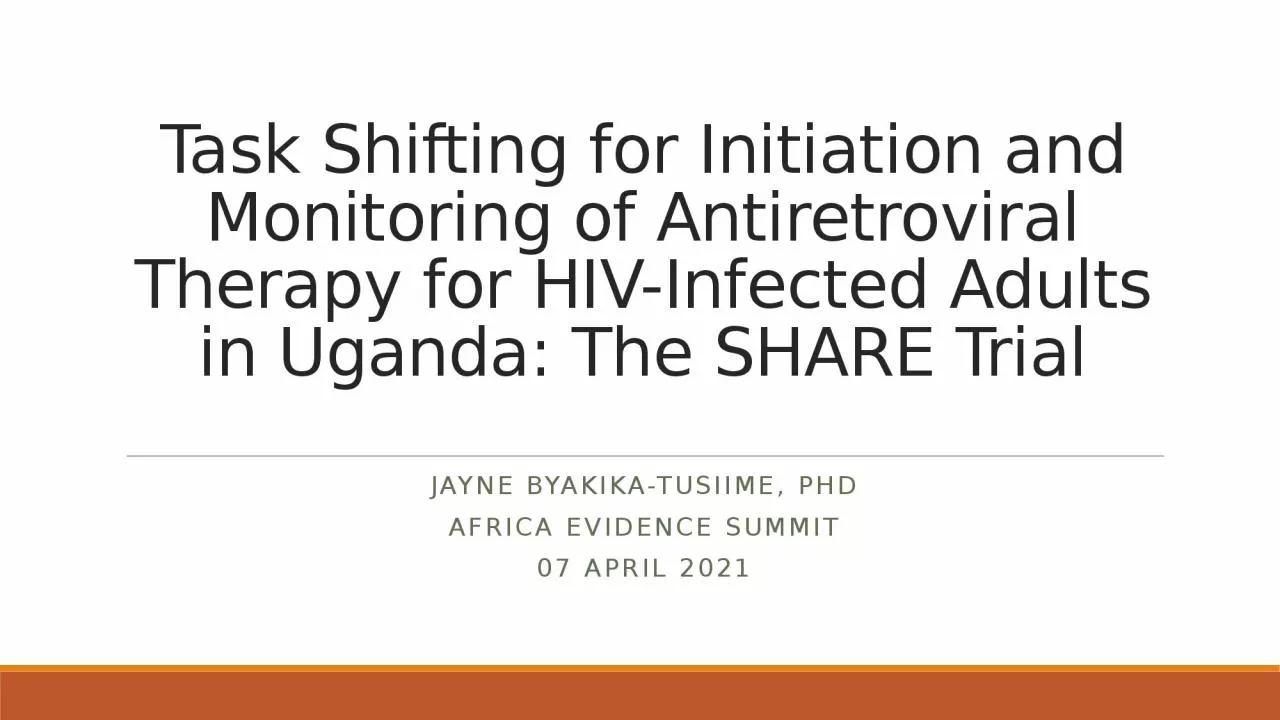 Task Shifting for Initiation and Monitoring of Antiretroviral