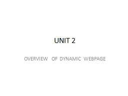 UNIT 2 OVERVIEW  OF DYNAMIC WEBPAGE