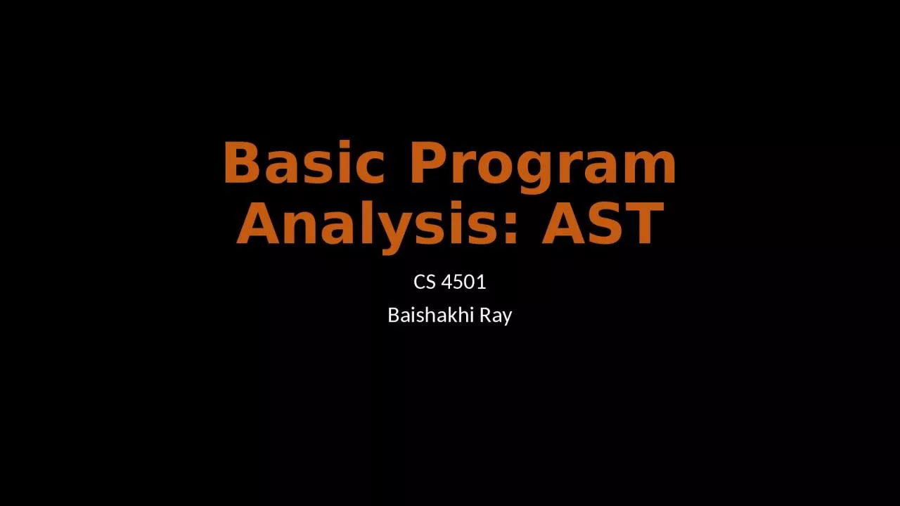 Basic Program  Analysis: AST