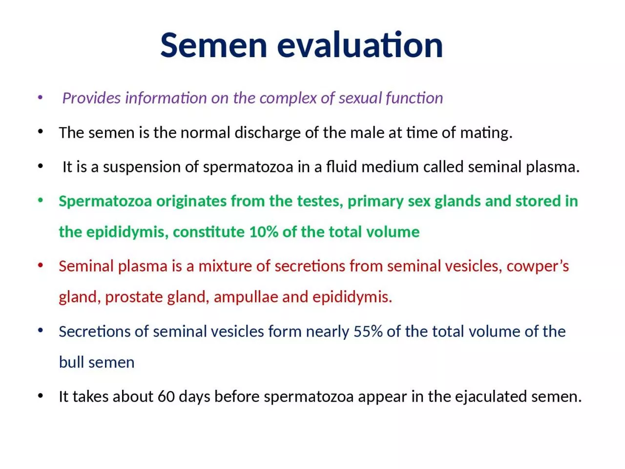 PPT-Semen evaluation   Provides information on the complex of sexual function