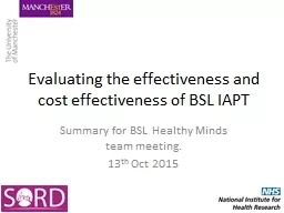 Evaluating the effectiveness and cost effectiveness of BSL IAPT