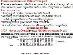 Plasma  membrane  and Cellular Transport