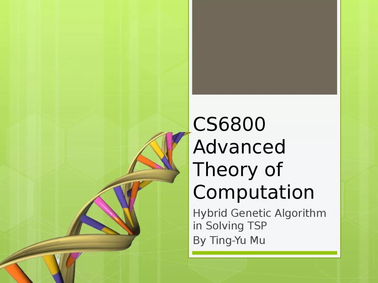 CS6800 Advanced Theory of Computation