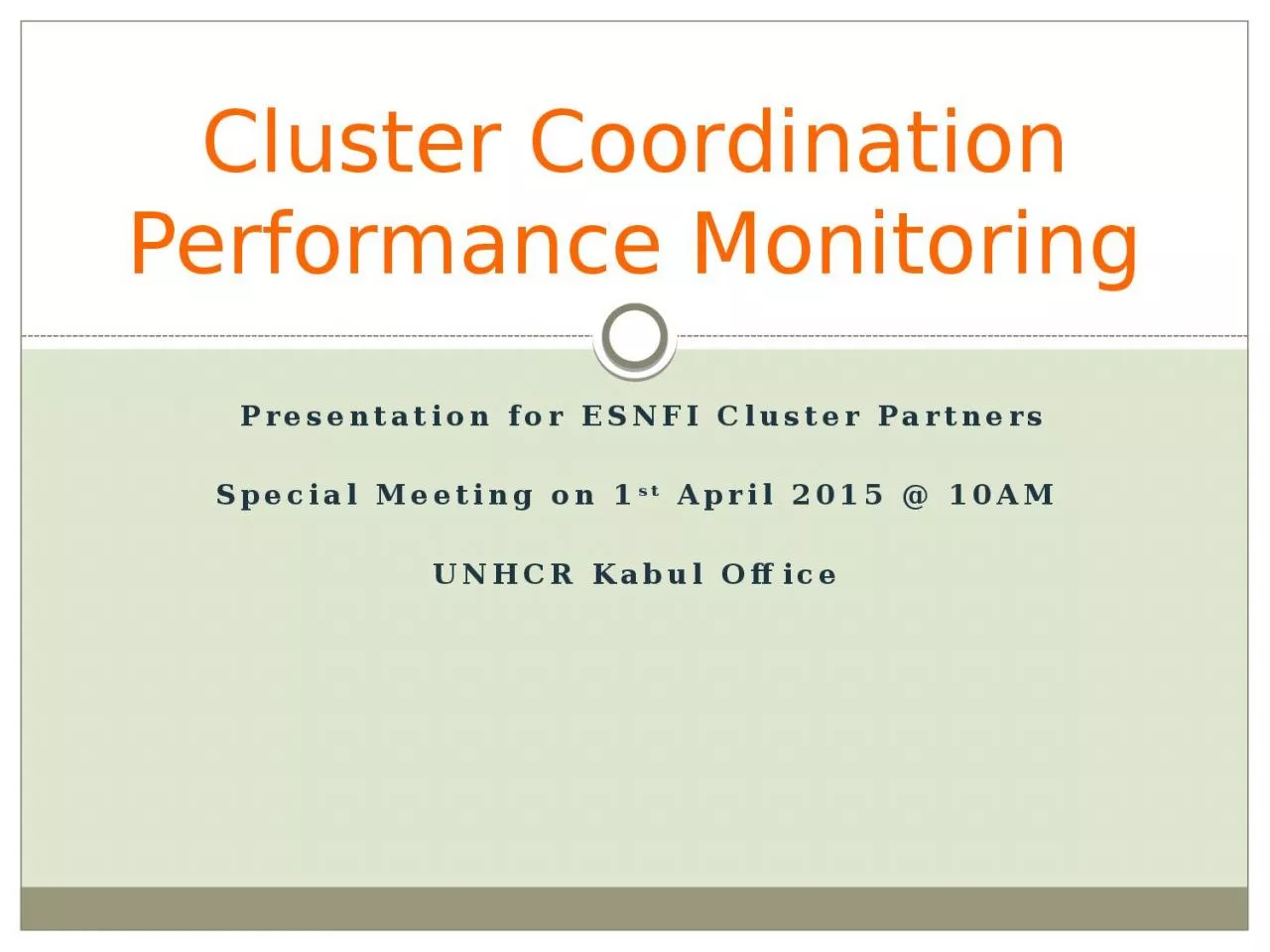 Presentation for ESNFI Cluster Partners