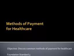 Methods of Payment  for Healthcare