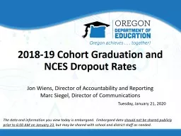 2018-19  Cohort Graduation and NCES Dropout Rates