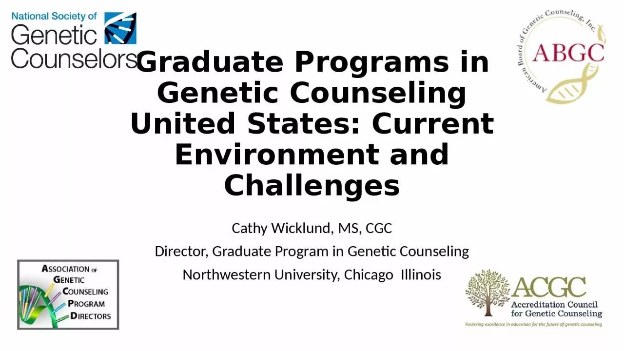 PPT-Graduate Programs in Genetic Counseling