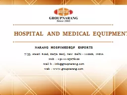 HOSPITAL AND MEDICAL EQUIPMENT