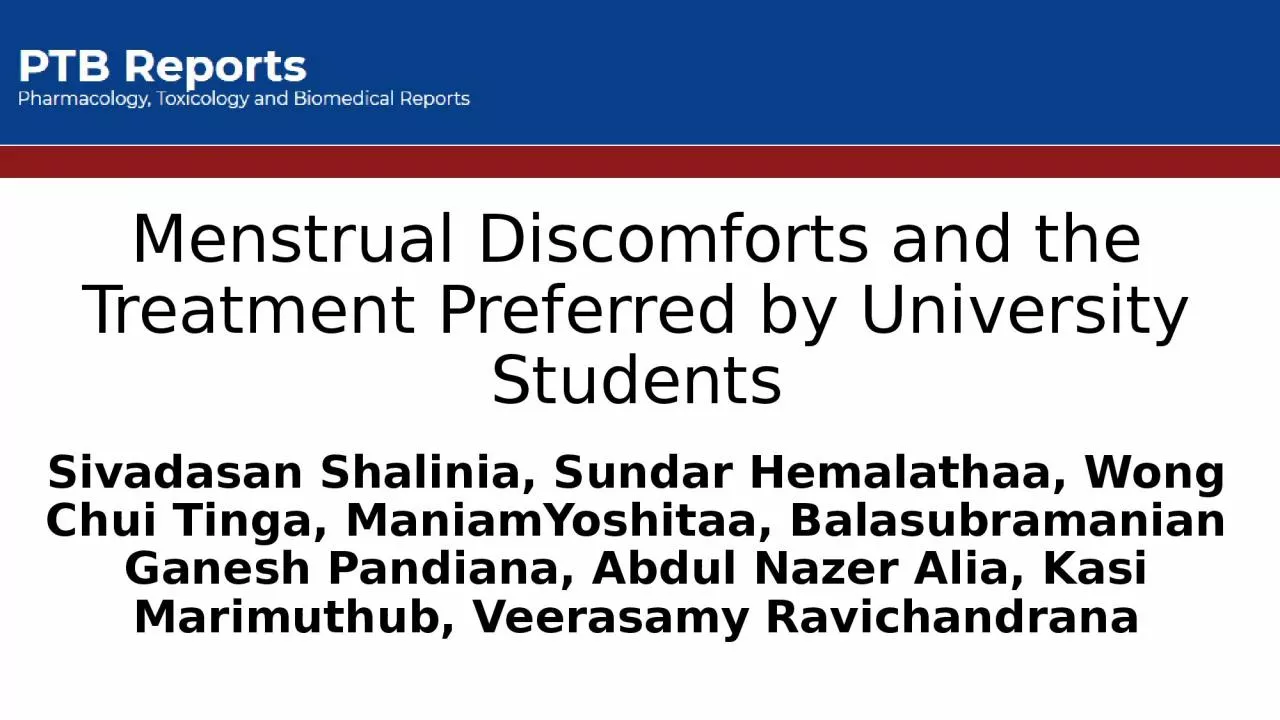 Menstrual Discomforts and the Treatment Preferred by University Students