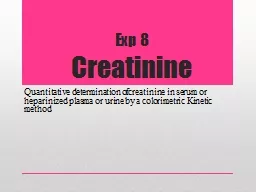 Exp  8 Creatinine Quantitative determination of