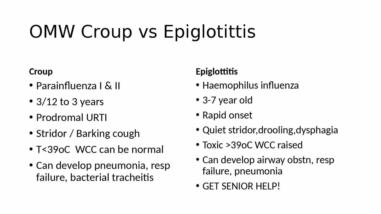 PPT-OMW Croup vs Epiglotittis