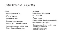 OMW Croup vs  Epiglotittis