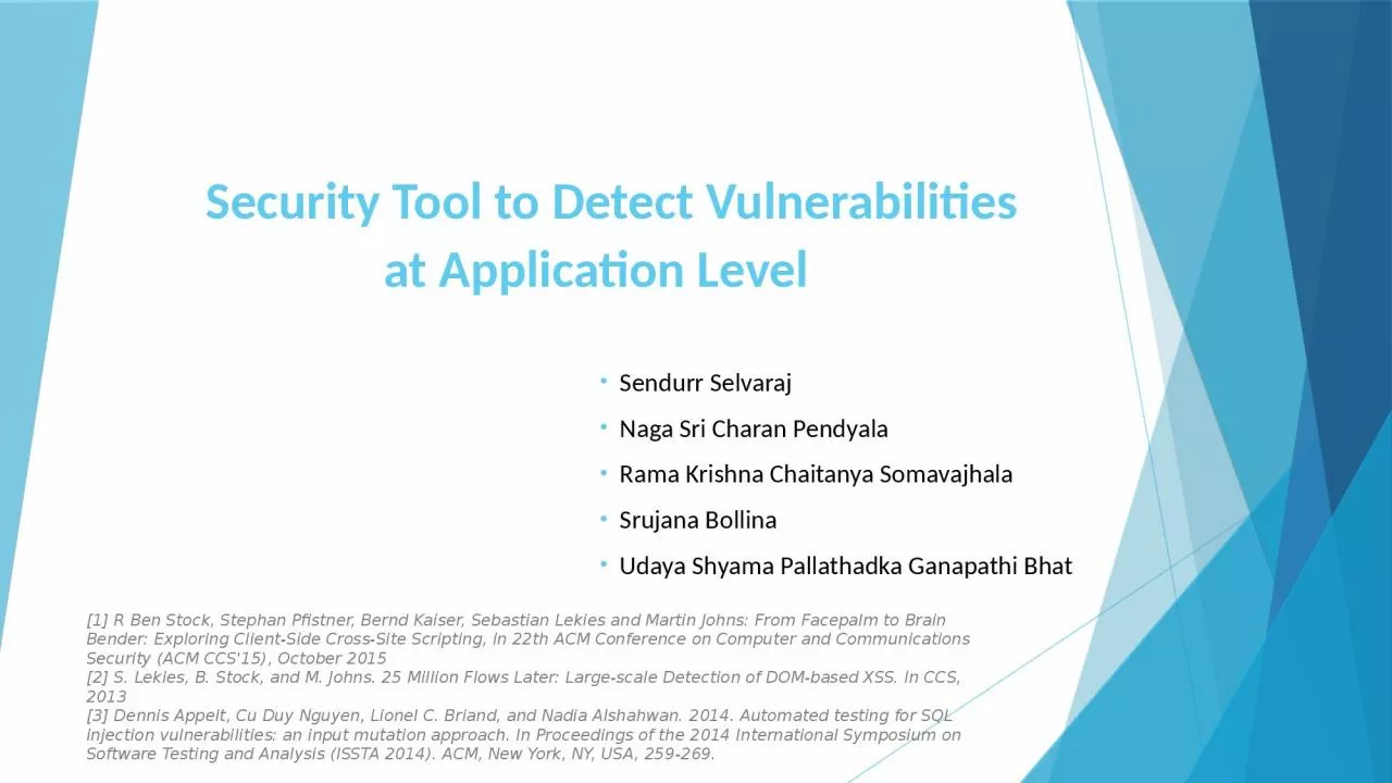 PPT-Security Tool to Detect Vulnerabilities at Application Level