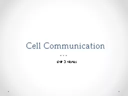 Cell Communication Unit 3 Notes