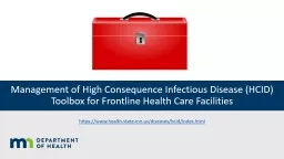 Management  of High  Consequence Infectious Disease (HCID) Toolbox for Frontline Health Care Facili