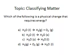 Topic: Classifying Matter