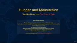 Outline  Undernourishment is an important challenge