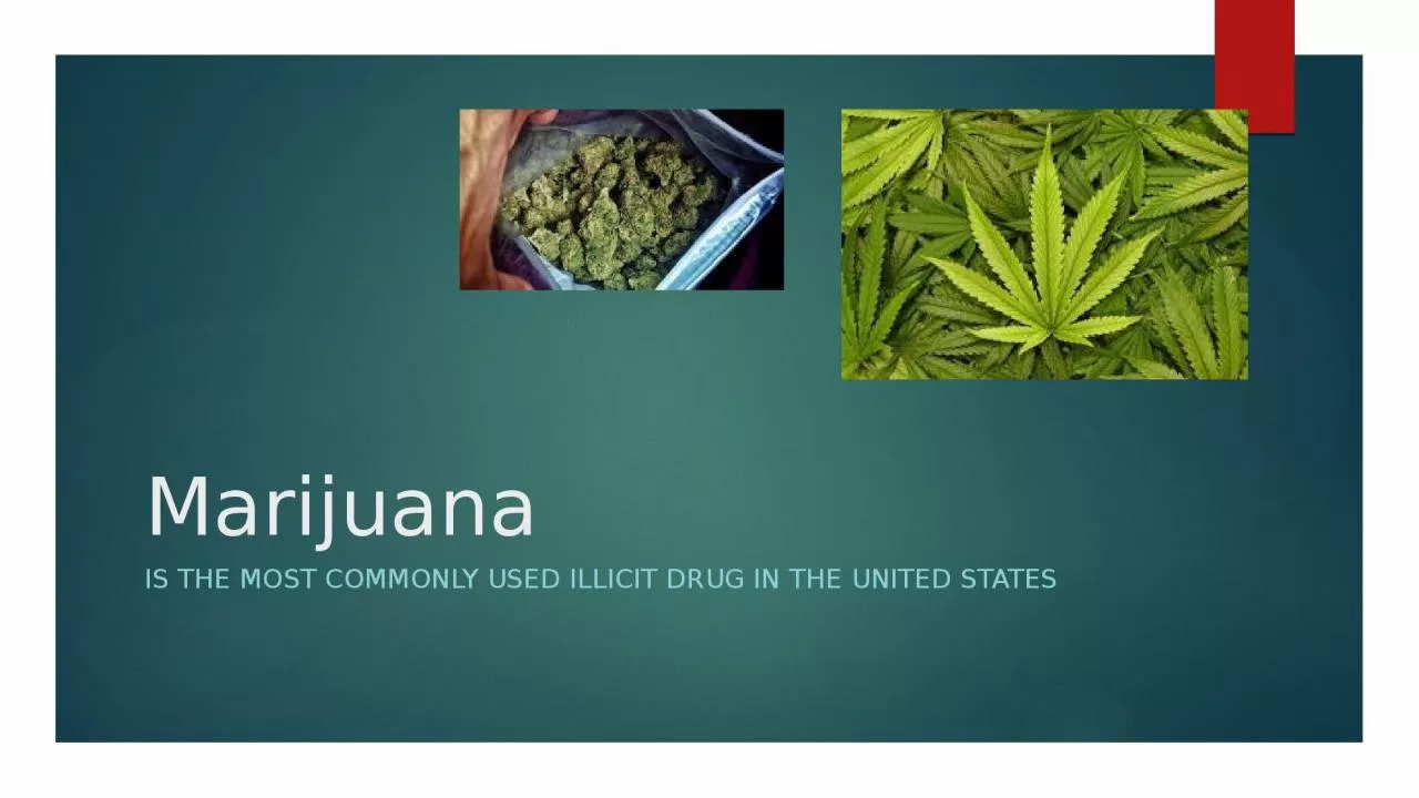 Marijuana Is the most commonly used illicit drug in the United States
