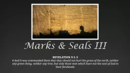 Marks & Seals III REVELATION 9:1-5