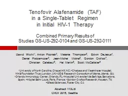 Tenofovir   Alafenamide  (TAF)